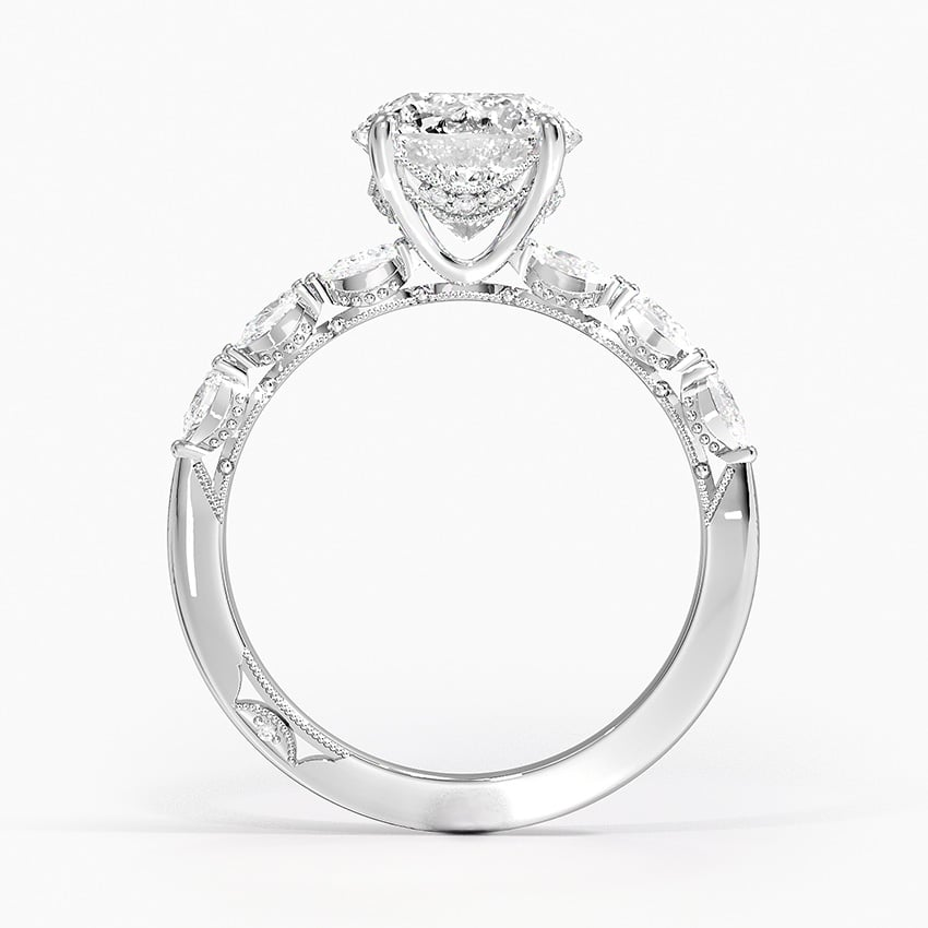 2Ct Round Lab Grown Diamond Gold Engraved Engagement Ring