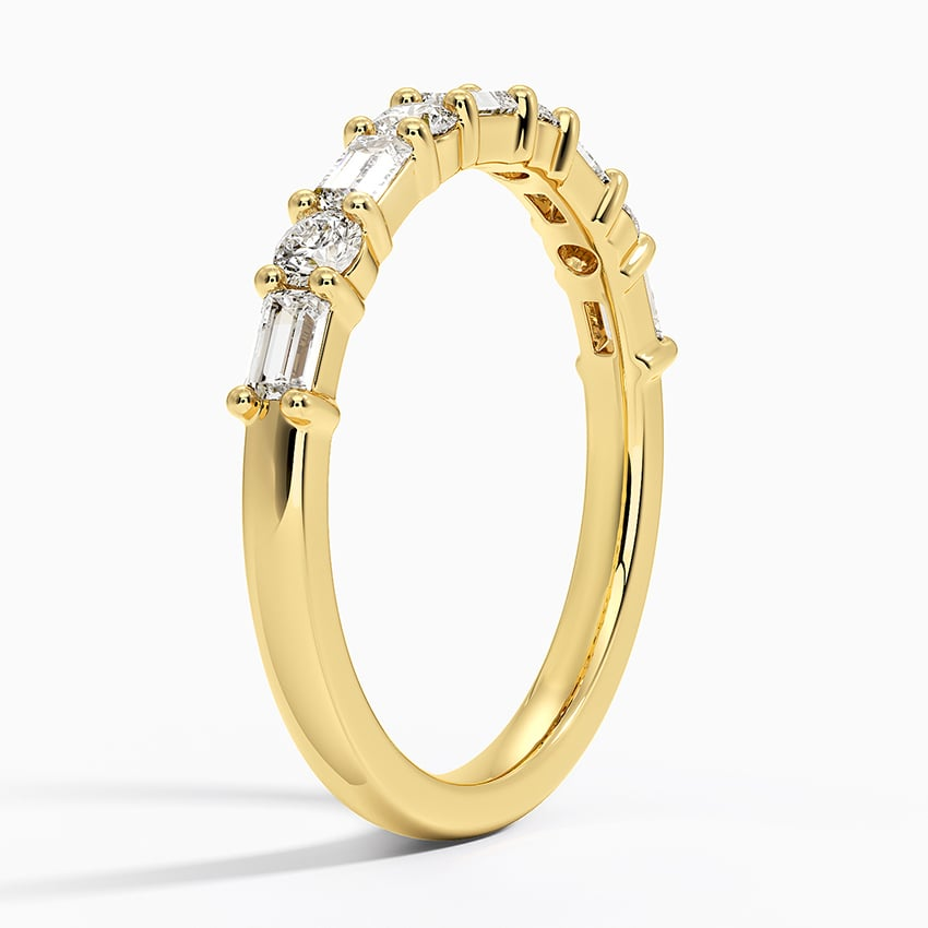 Baguette And Round Lab Grown Diamond 14k Gold Wedding Ring