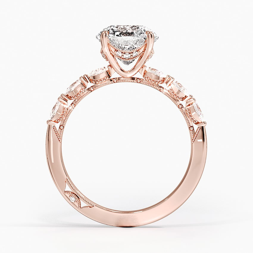 2Ct Round Lab Grown Diamond Gold Engraved Engagement Ring