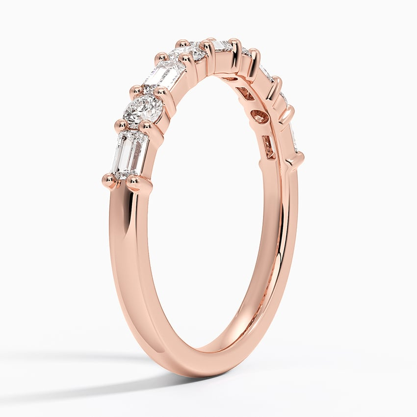 Baguette And Round Lab Grown Diamond 14k Gold Wedding Ring