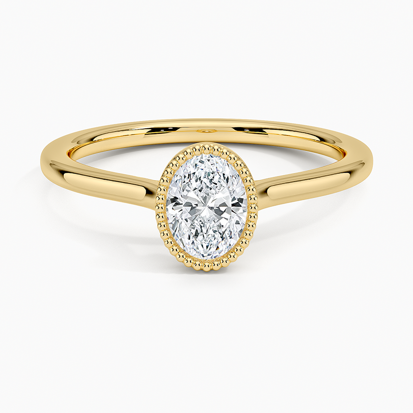 1/2 Oval Lab Grown Diamond Milgrain Bezel Solitaire Ring