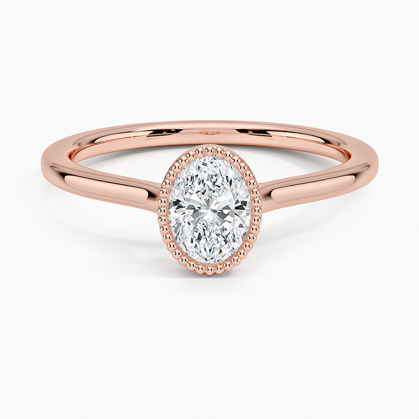 1/2 Oval Lab Grown Diamond Milgrain Bezel Solitaire Ring