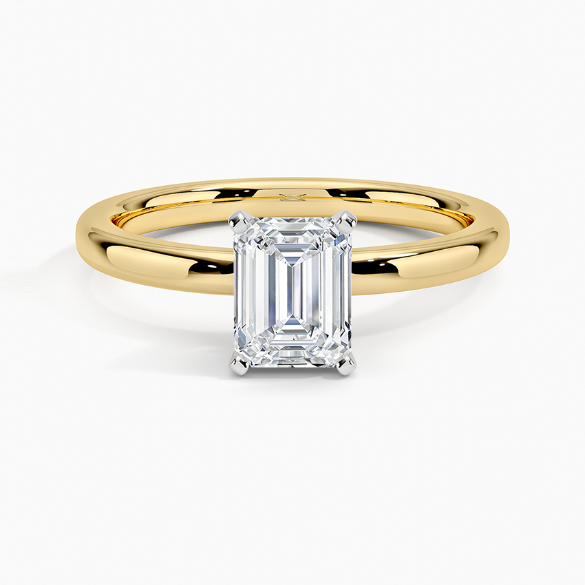 1Ct Emerald Lab Grown Diamond 2mm Solitaire Ring