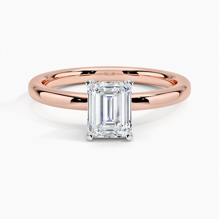 1Ct Emerald Lab Grown Diamond 2mm Solitaire Ring