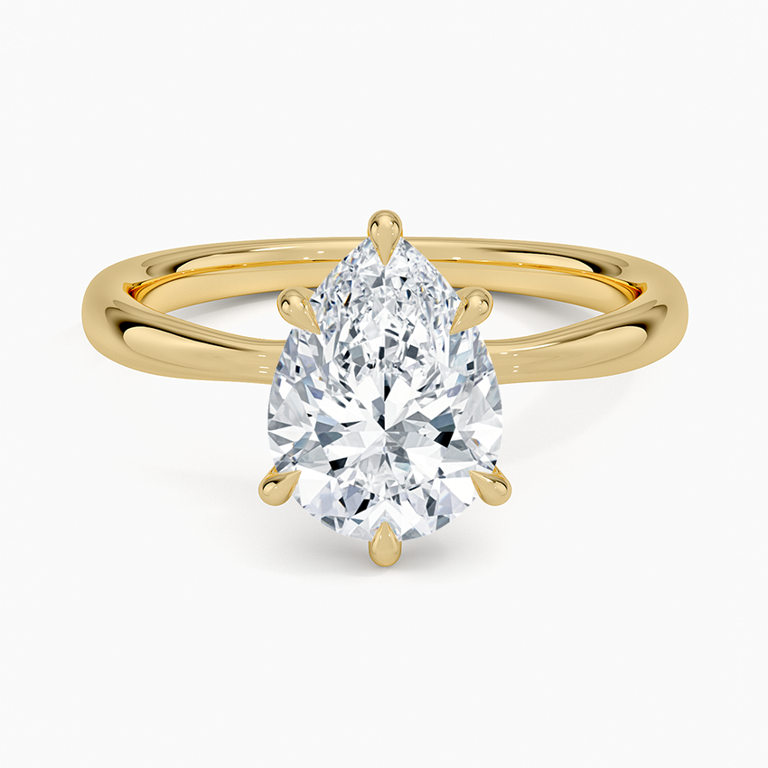2Ct Pear lab Grown Diamond 2.7mm Six Prong Solitaire Ring