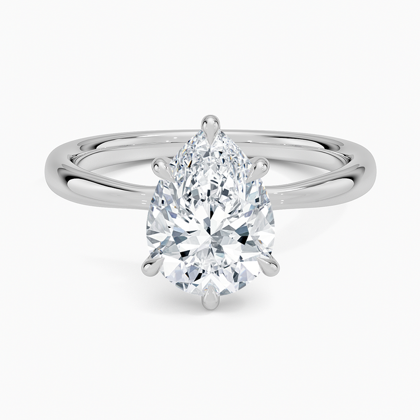 2Ct Pear lab Grown Diamond 2.7mm Six Prong Solitaire Ring