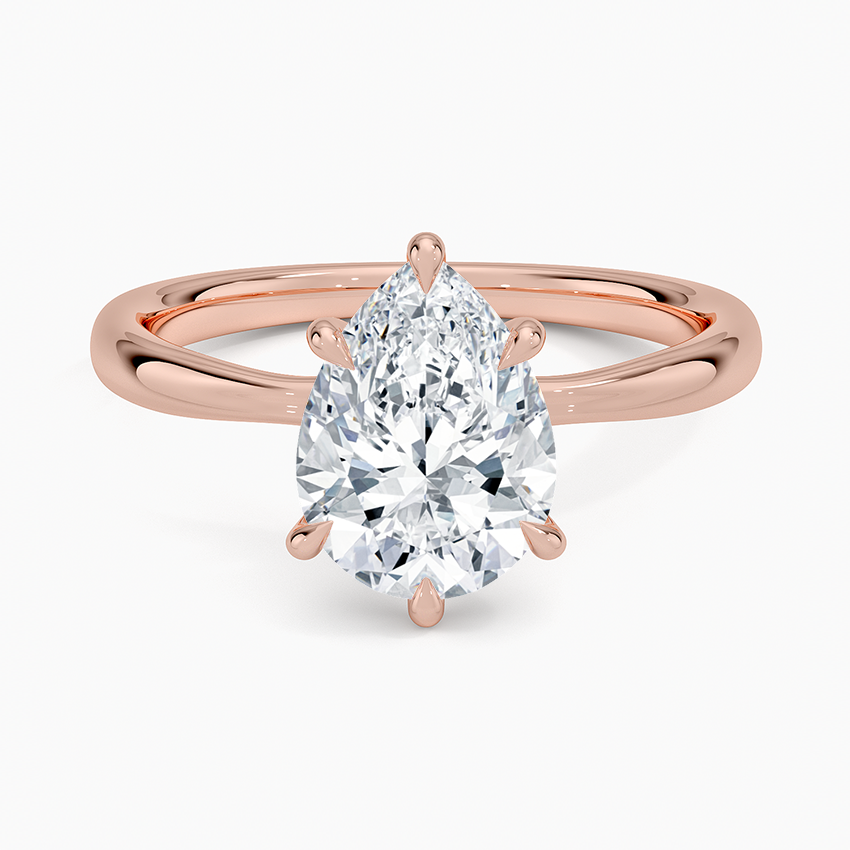 2Ct Pear lab Grown Diamond 2.7mm Six Prong Solitaire Ring