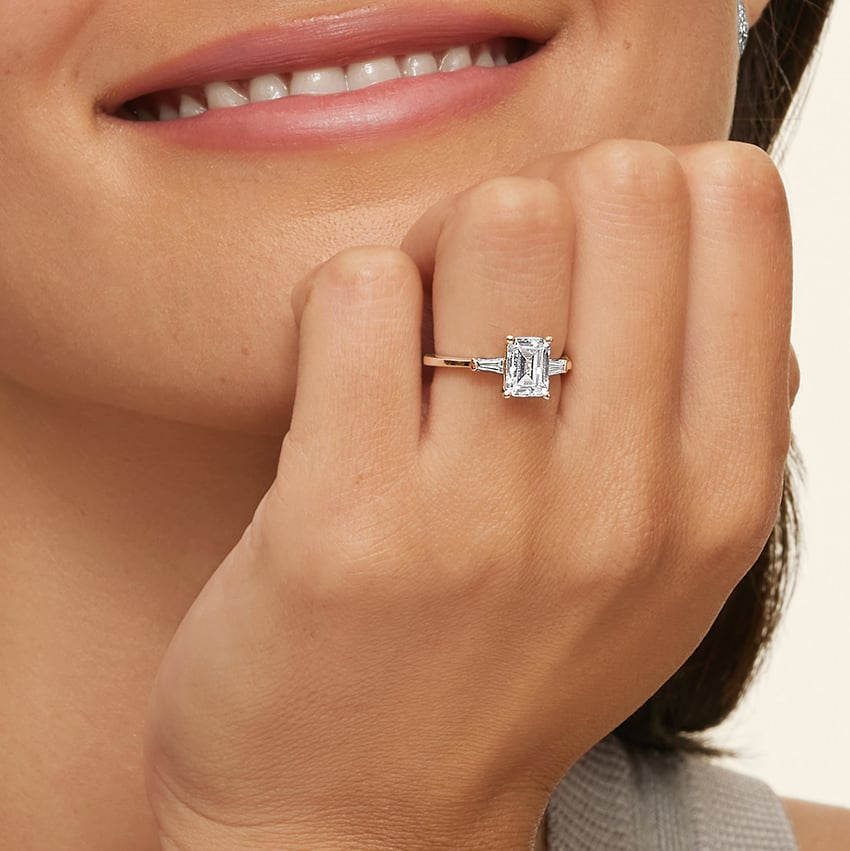 1 CT Tapered Baguette Gold Three Stone Diamond Ring