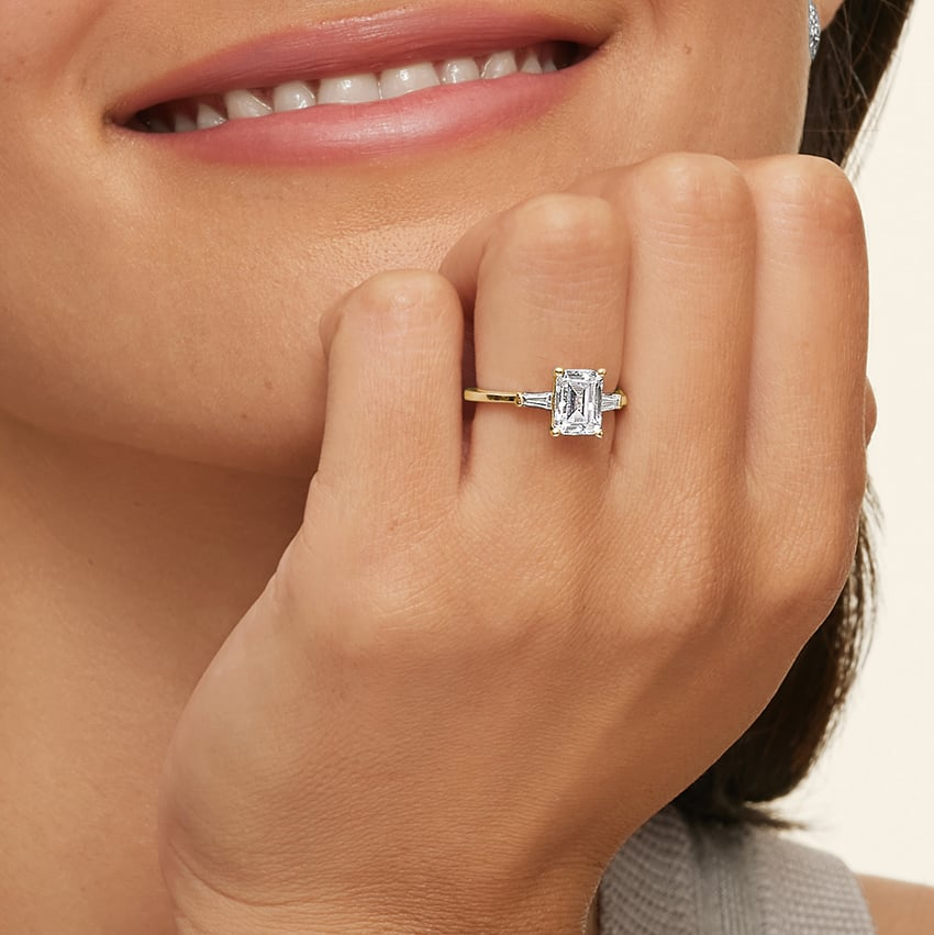 1 CT Tapered Baguette Gold Three Stone Diamond Ring
