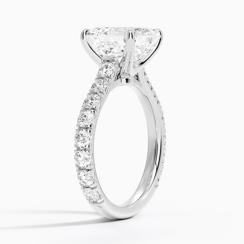 4Ct Asscher Lab Grown Diamond Three-Quarter Coverage Diamond Ring