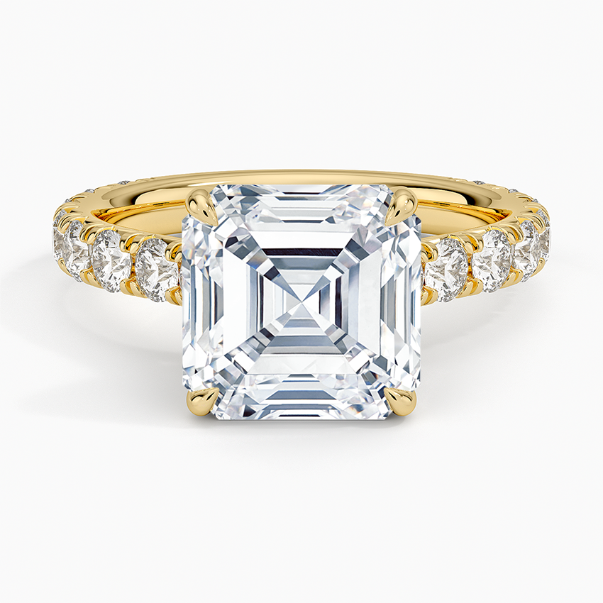 4Ct Asscher Lab Grown Diamond Three-Quarter Coverage Diamond Ring