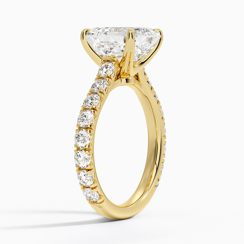 4Ct Asscher Lab Grown Diamond Three-Quarter Coverage Diamond Ring