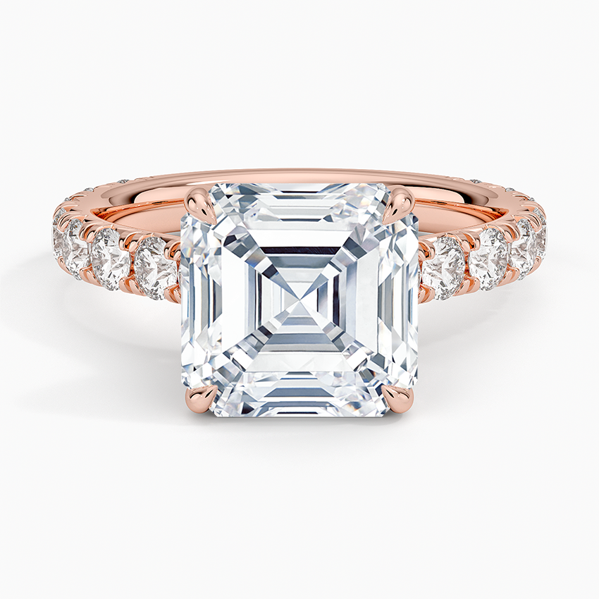 4Ct Asscher Lab Grown Diamond Three-Quarter Coverage Diamond Ring