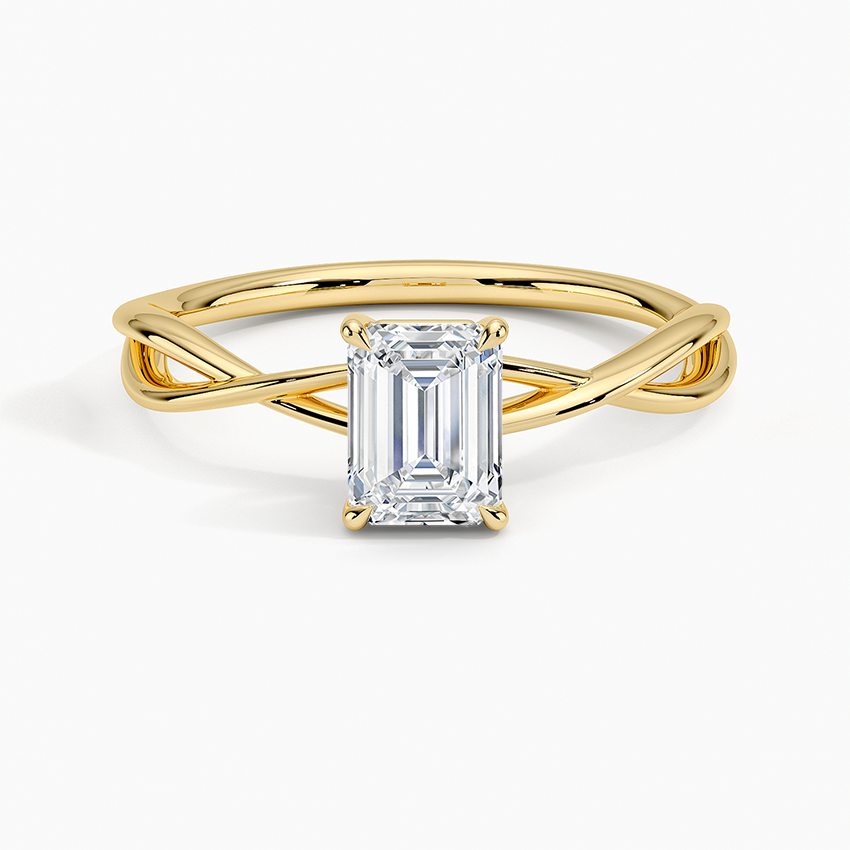 3/4Ct Emerald Lab Grown Diamond Gold Twist Solitaire Ring