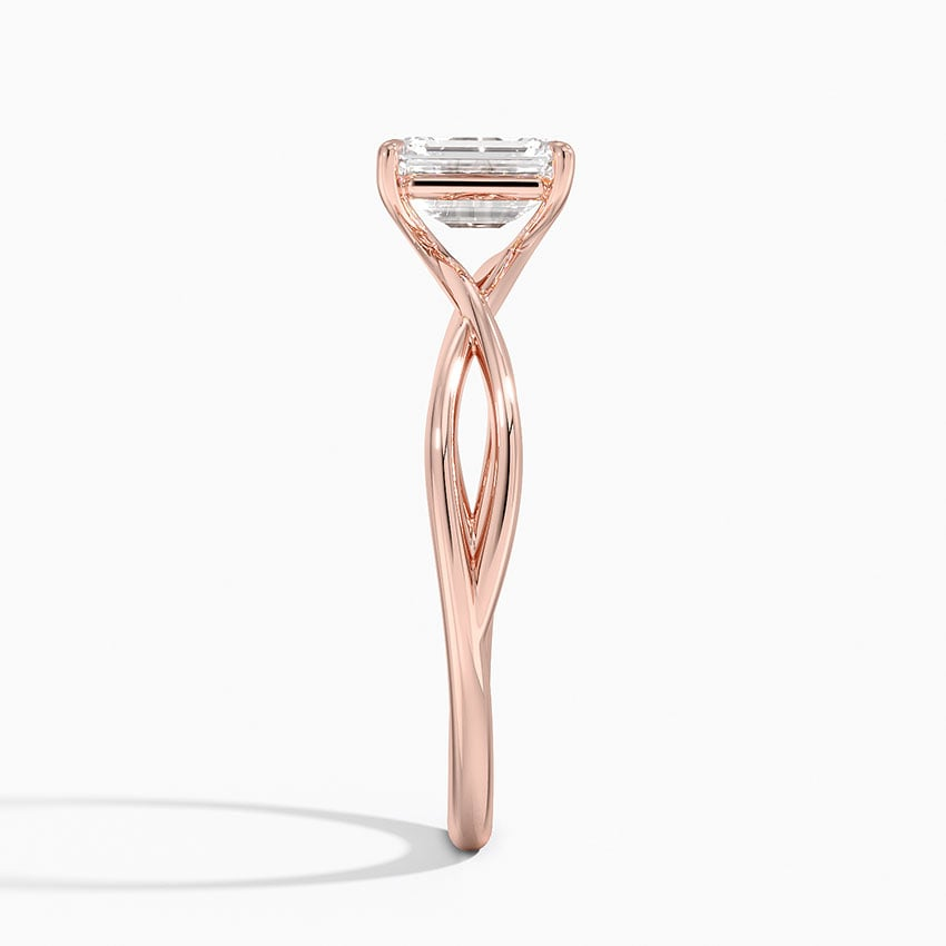 3/4Ct Emerald Lab Grown Diamond Gold Twist Solitaire Ring