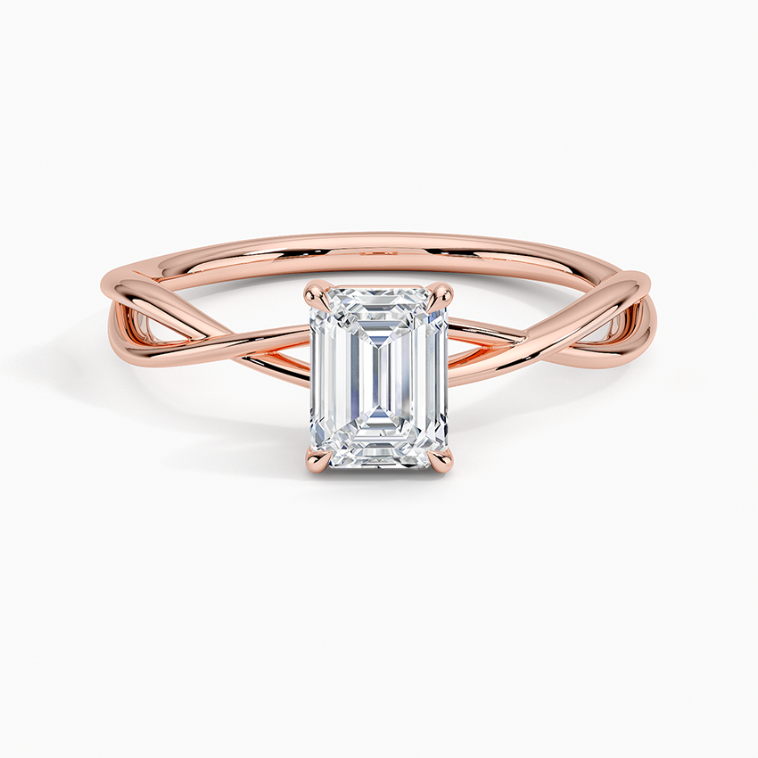 3/4Ct Emerald Lab Grown Diamond Gold Twist Solitaire Ring