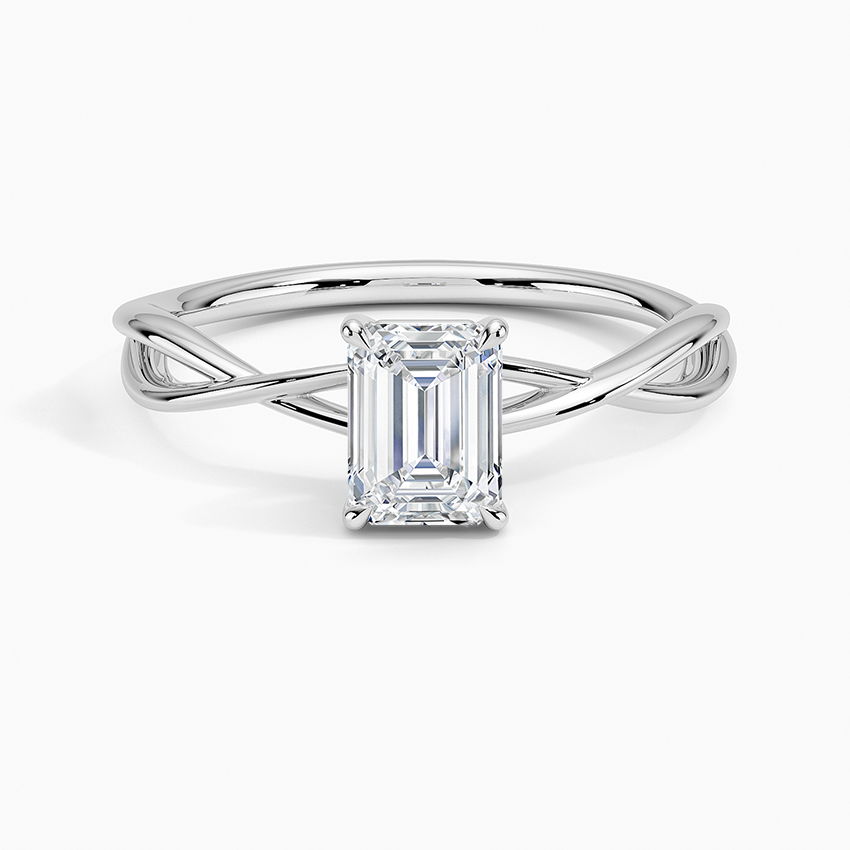 3/4Ct Emerald Lab Grown Diamond Gold Twist Solitaire Ring
