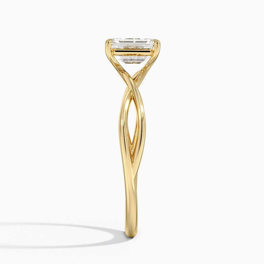 3/4Ct Emerald Lab Grown Diamond Gold Twist Solitaire Ring