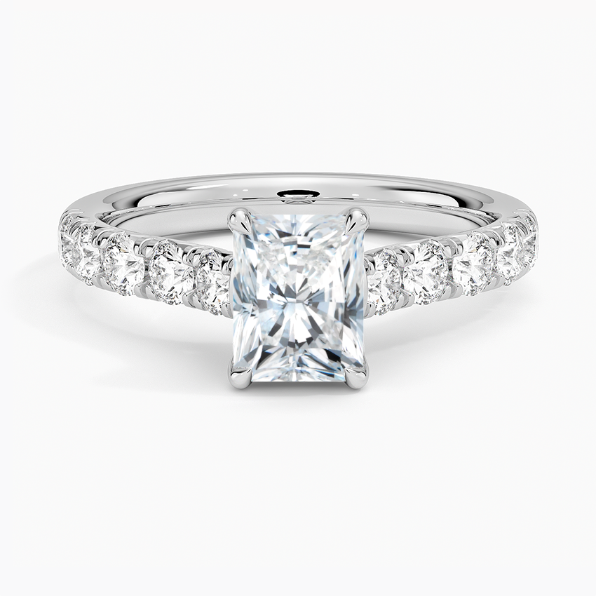 1Ct Radiant Lab Grown Diamond Gold Half-Coverage Diamond Ring