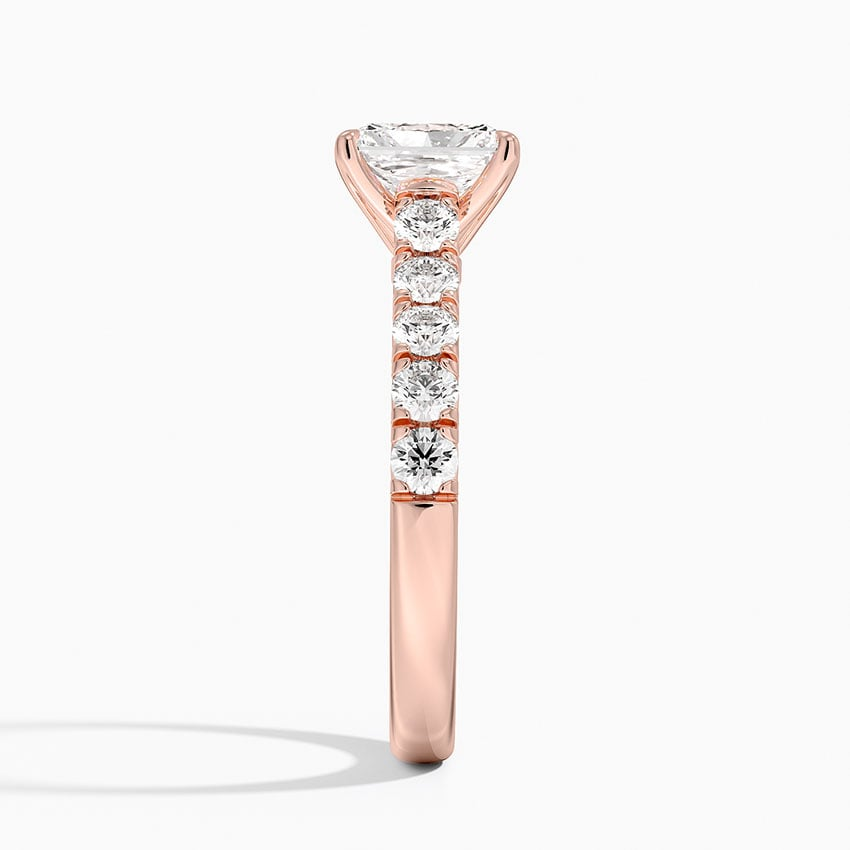 1Ct Radiant Lab Grown Diamond Gold Half-Coverage Diamond Ring
