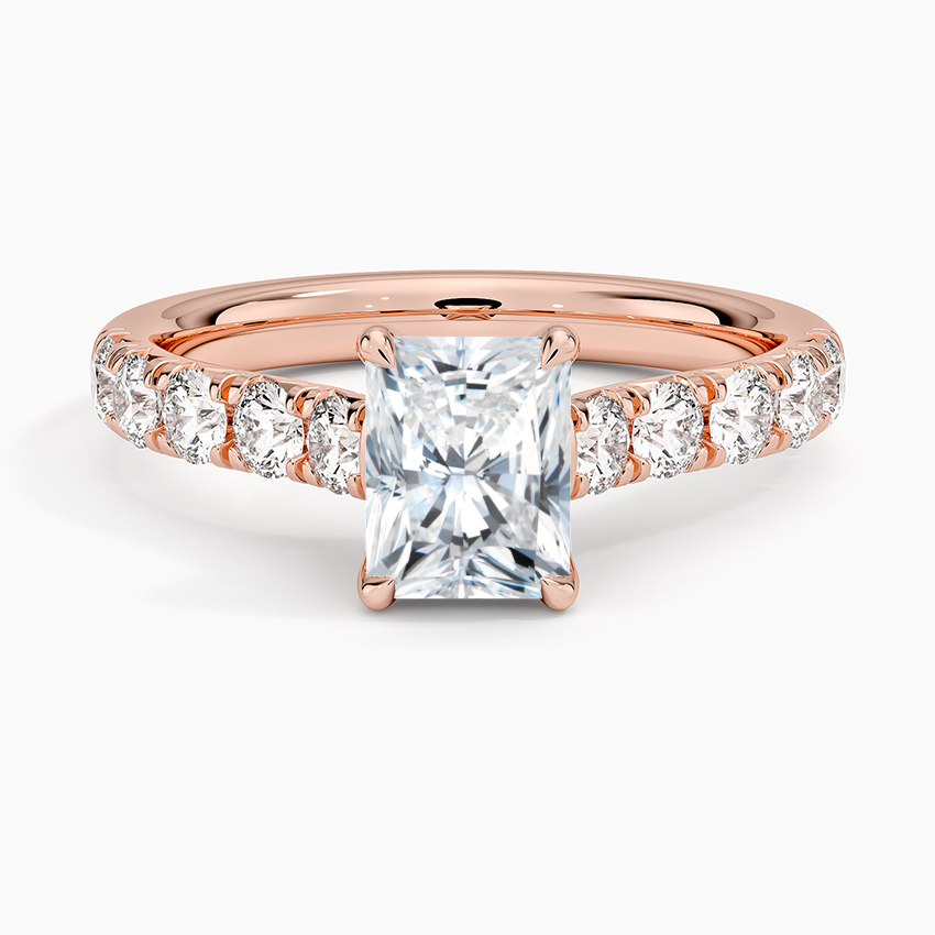 1Ct Radiant Lab Grown Diamond Gold Half-Coverage Diamond Ring