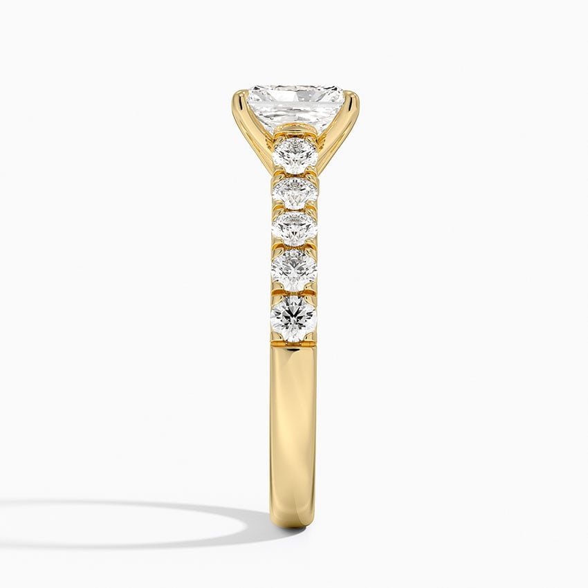 1Ct Radiant Lab Grown Diamond Gold Half-Coverage Diamond Ring