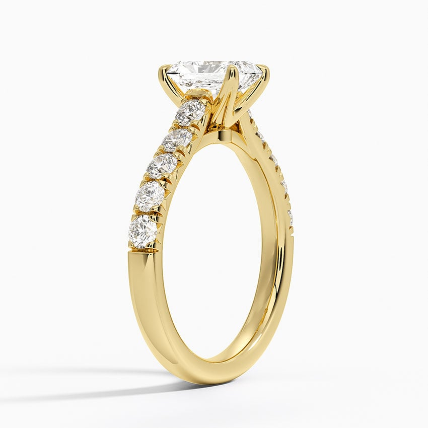 1Ct Radiant Lab Grown Diamond Gold Half-Coverage Diamond Ring