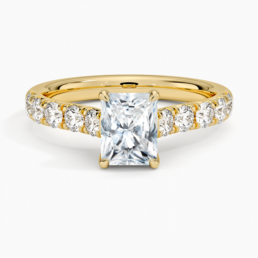 1Ct Radiant Lab Grown Diamond Gold Half-Coverage Diamond Ring