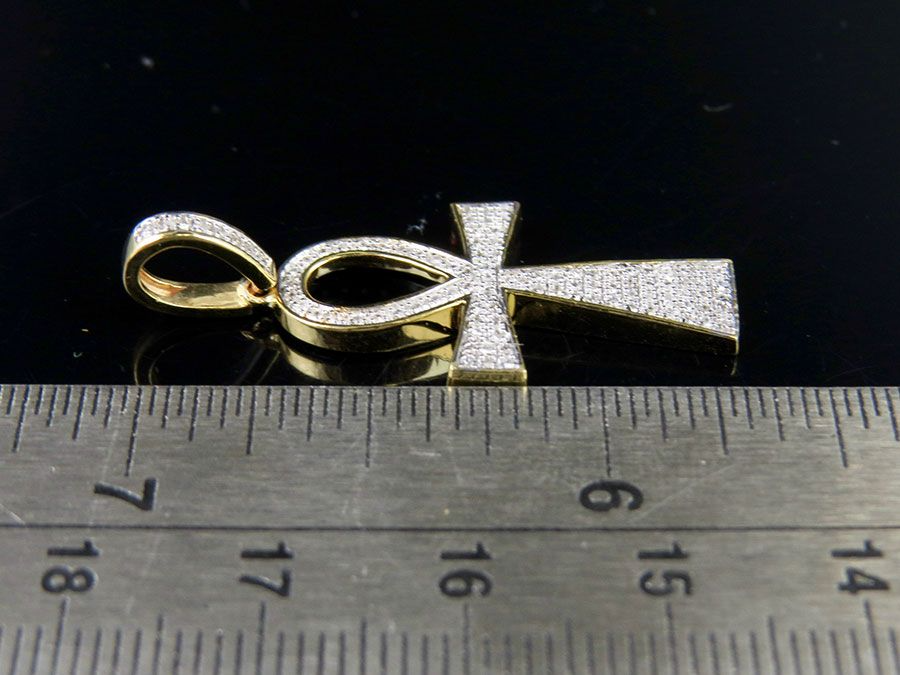 1.4 Inch Lab Grown Diamond 10k Egyptian Ankh Cross Pendant