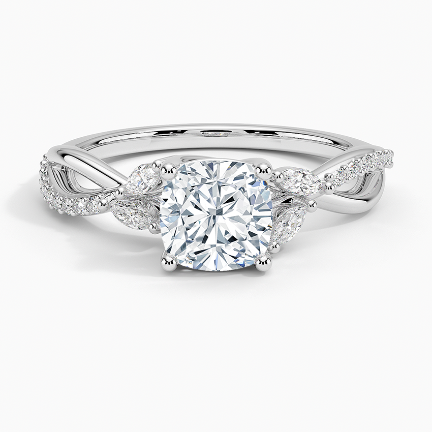 11/4Ct Cushion Lab Grown Diamond Gold Twisted Willow Diamond Ring
