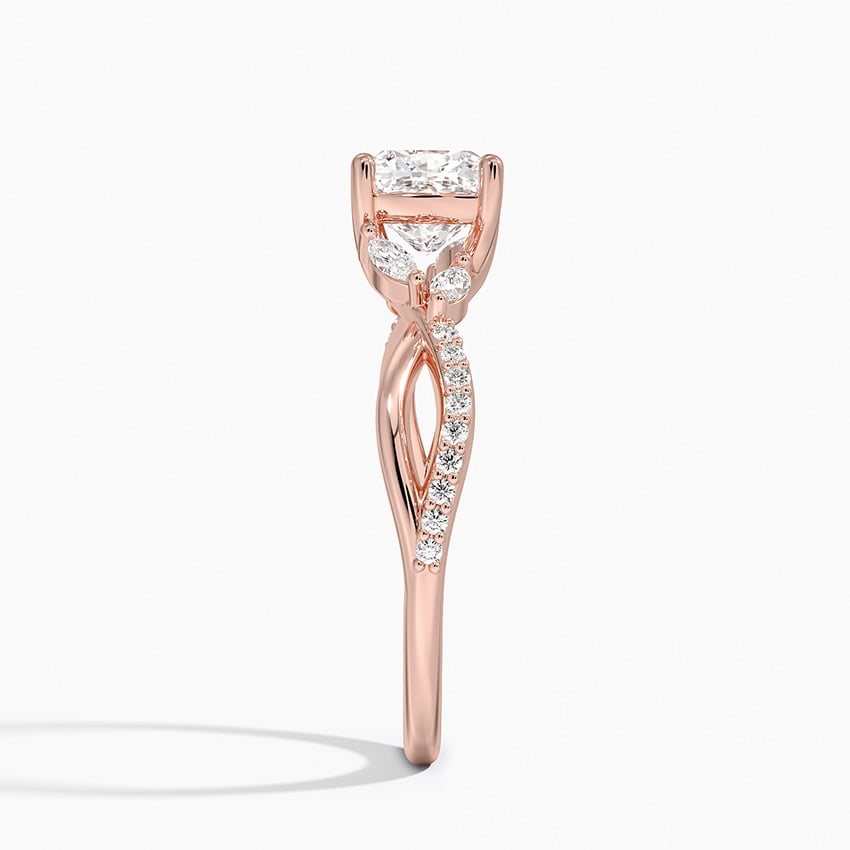 11/4Ct Cushion Lab Grown Diamond Gold Twisted Willow Diamond Ring
