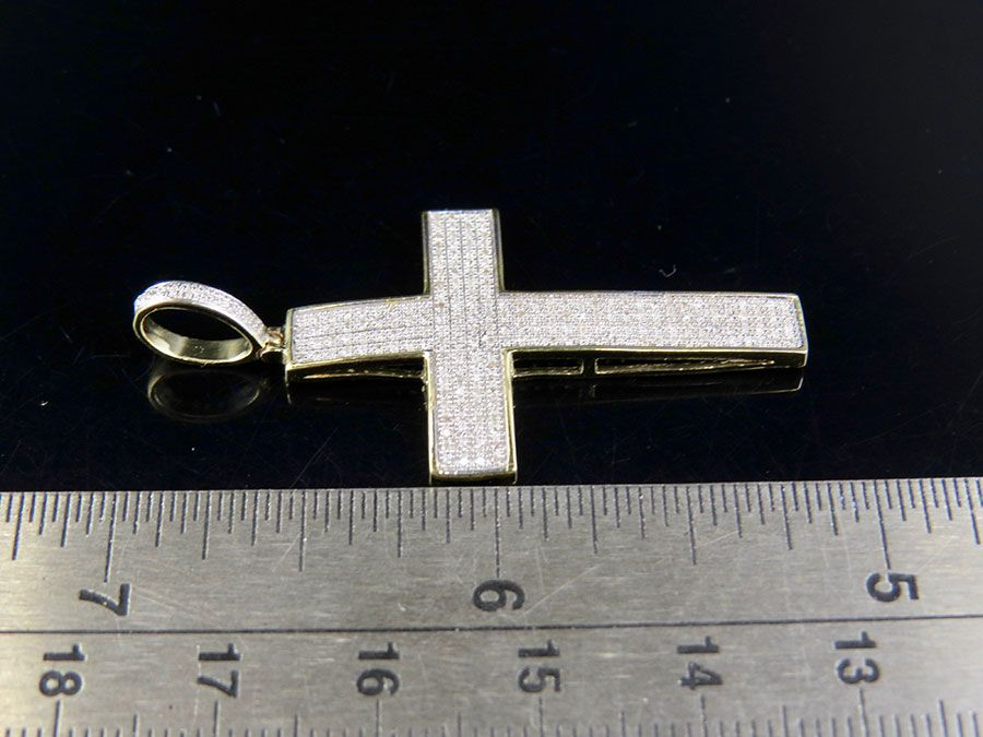 10K Lab Grown Diamond Dome Cross Pendant Charm