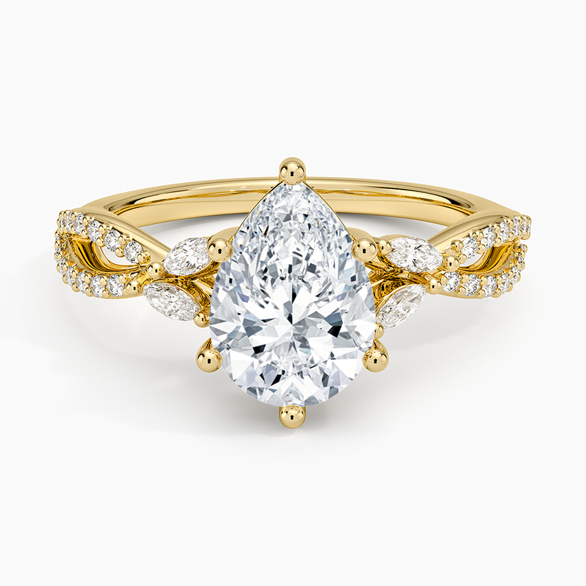 11/2Ct Pear Lab Grown Diamond Gold Engagement Ring