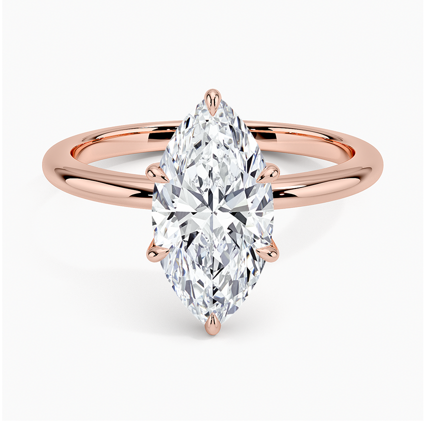 2Ct Marquise Lab Grown Diamond Gold Solitaire Ring