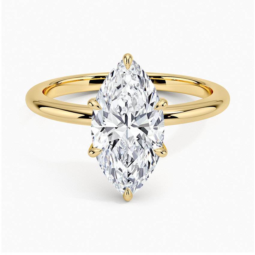 2Ct Marquise Lab Grown Diamond Gold Solitaire Ring