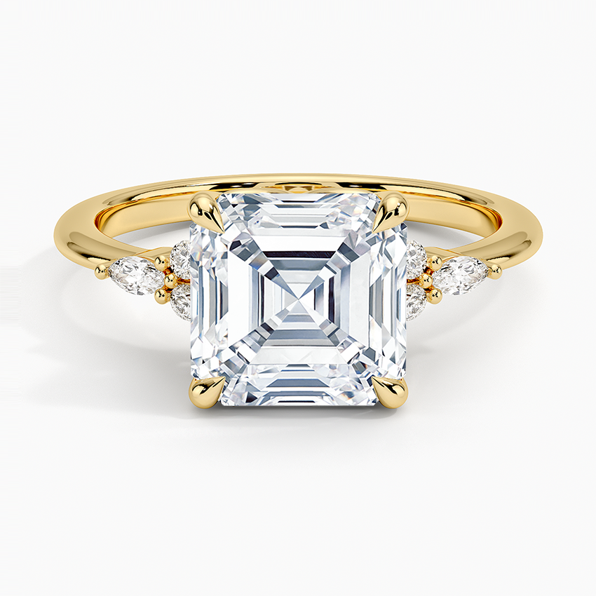3Ct Asscher Lab Grown Diamond Cluster Engagement Ring