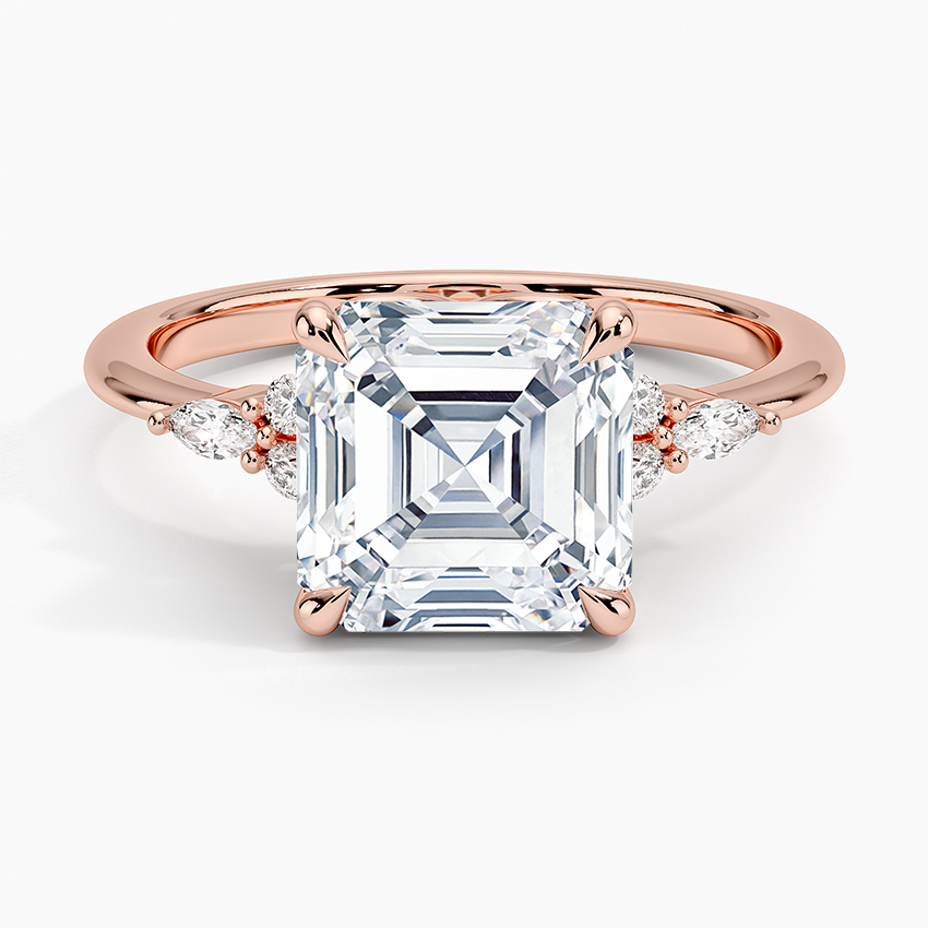 3Ct Asscher Lab Grown Diamond Cluster Engagement Ring