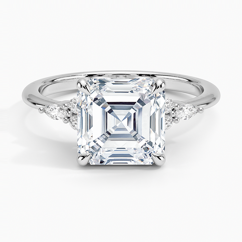 3Ct Asscher Lab Grown Diamond Cluster Engagement Ring