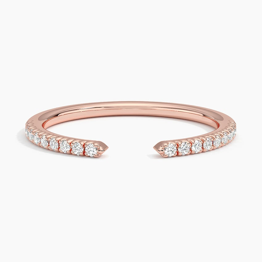 0.13 CTW Half Coverage Lab Grown Diamond Open Cuff 18k Wedding Band