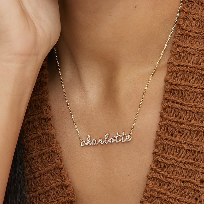 Lab Grown Diamond Custom Name Necklace