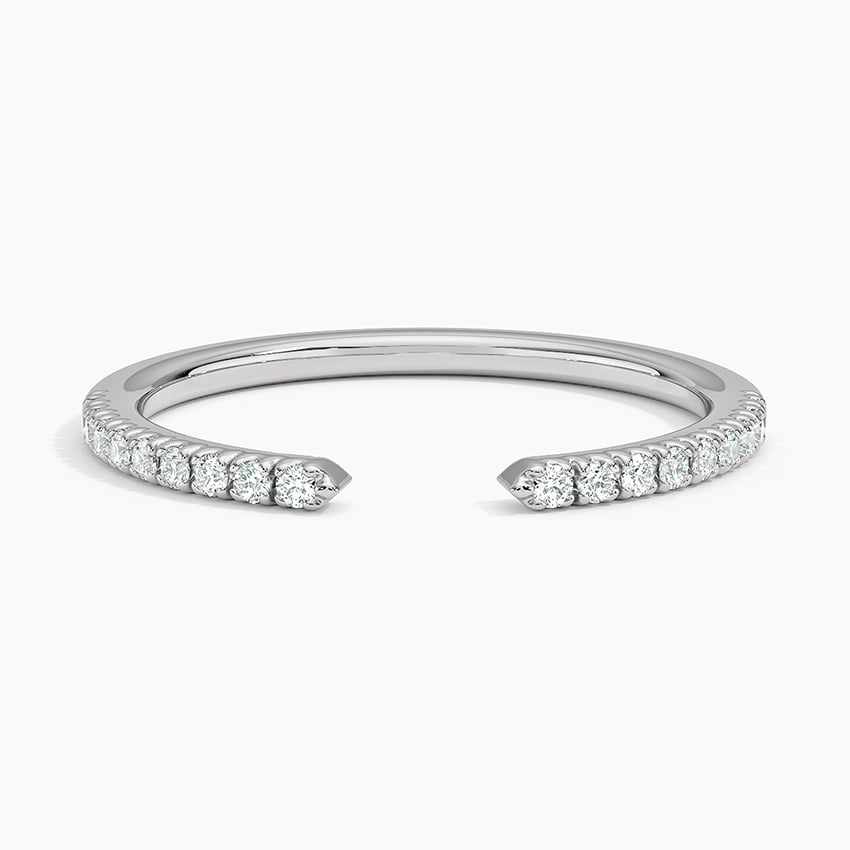 0.13 CTW Half Coverage Lab Grown Diamond Open Cuff 18k Wedding Band