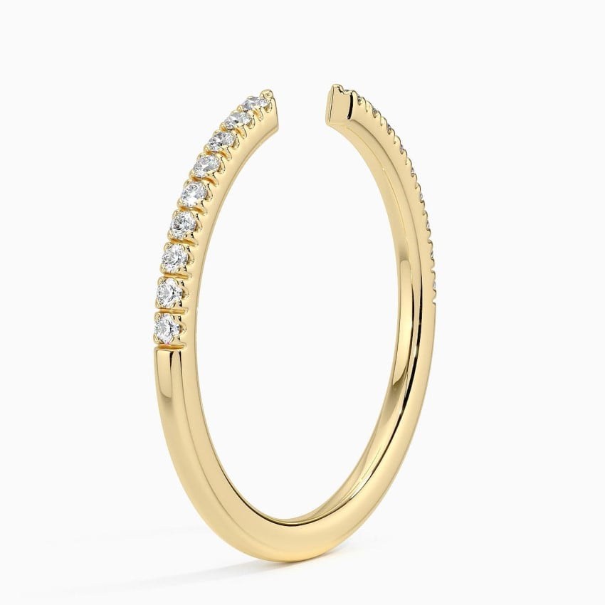 0.13 CTW Half Coverage Lab Grown Diamond Open Cuff 18k Wedding Band