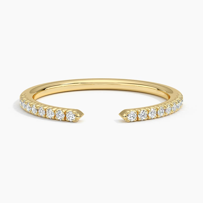 0.13 CTW Half Coverage Lab Grown Diamond Open Cuff 18k Wedding Band