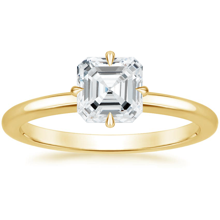 11/4Ct Asscher lab Grown Diamond Gold Solitaire Ring