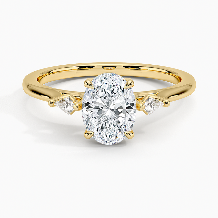 1Ct Oval Lab Grown Diamond Gold Three Stone Ring