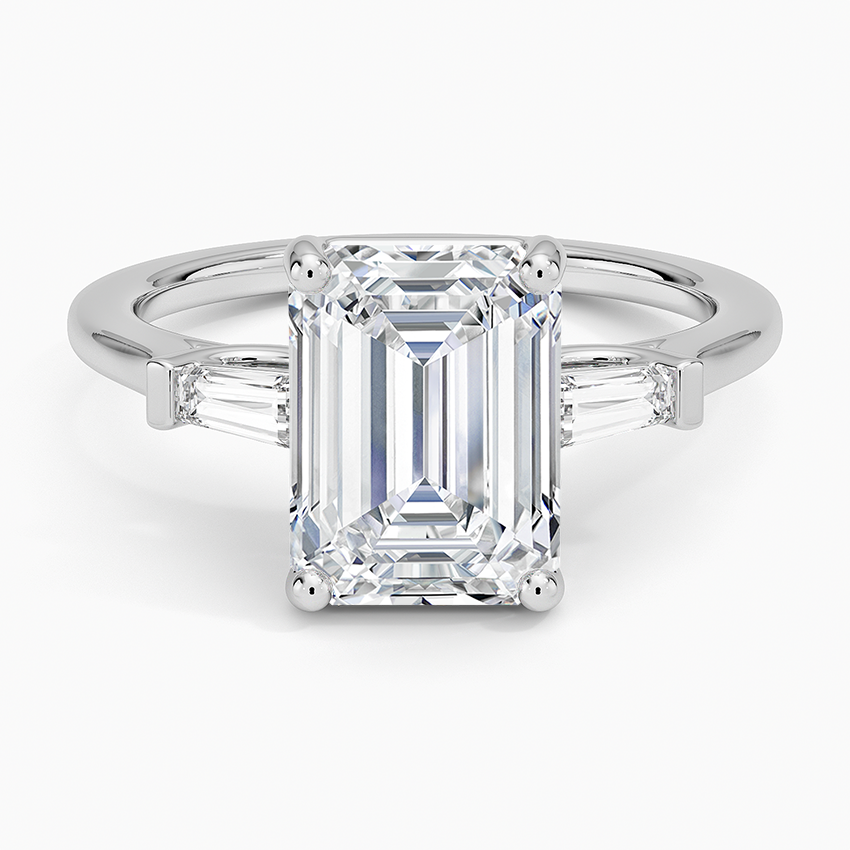 21/2Ct Emerald Lab Grown Diamond Tapered Baguette Three Stone Ring