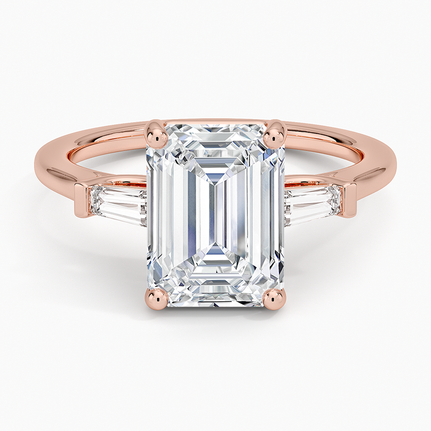 21/2Ct Emerald Lab Grown Diamond Tapered Baguette Three Stone Ring