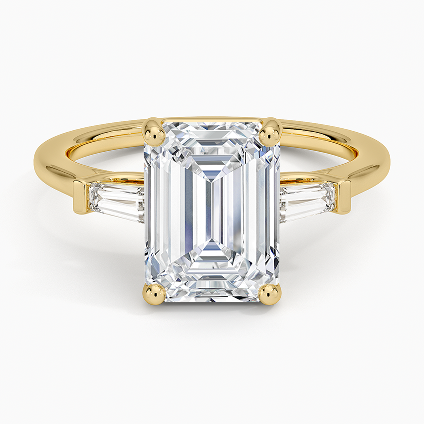 21/2Ct Emerald Lab Grown Diamond Tapered Baguette Three Stone Ring