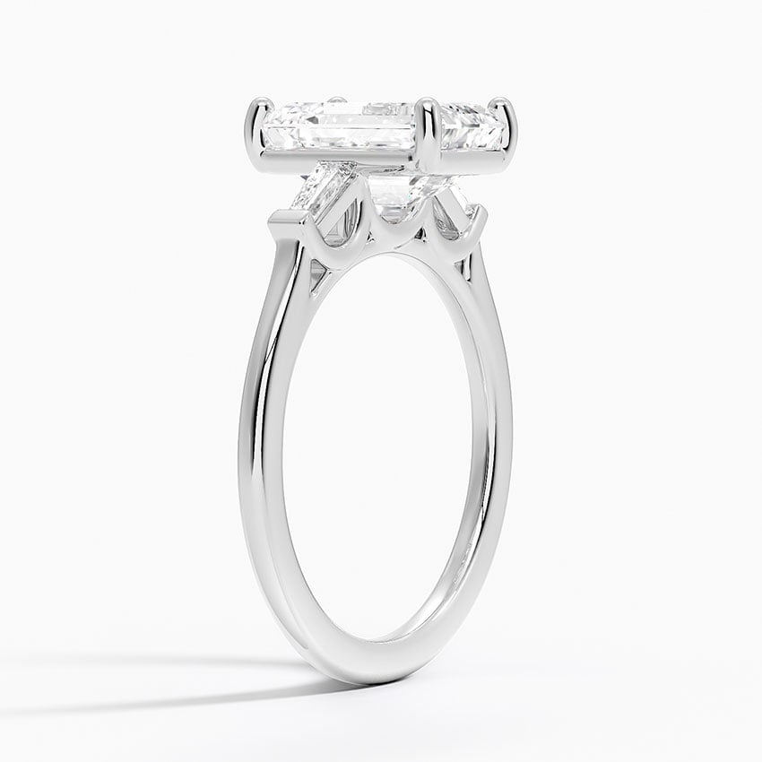 21/2Ct Emerald Lab Grown Diamond Tapered Baguette Three Stone Ring