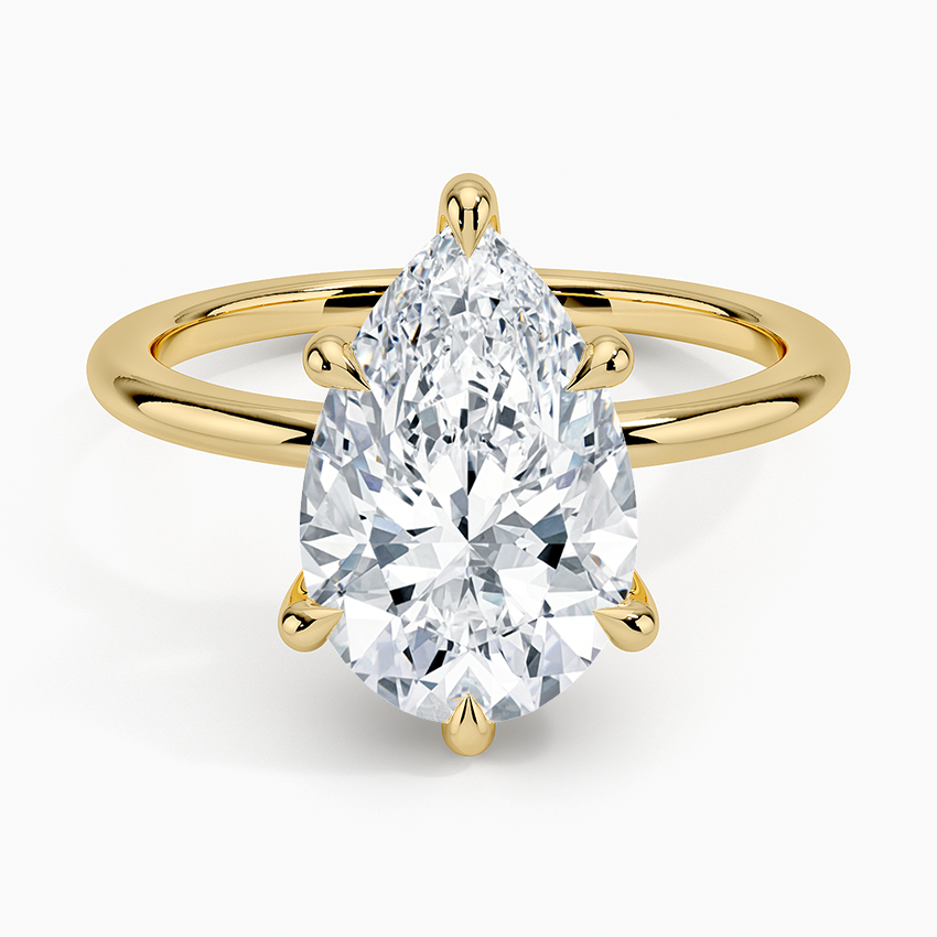 3Ct Pear Lab Grown Diamond 1.5mm Six-Prong Solitaire Ring